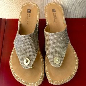 Thong espadrilles by White Mountain size 6 1/2 (fit me, a  size 7). Gold is 👌🏼